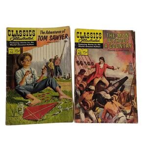 Vtg Classics Illustrated 1948 Tom Sawyer, 1949 Man Without A Country Comic Books